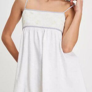 Free People Mixed And Meshed Knit Top Embroidered Tie New XL